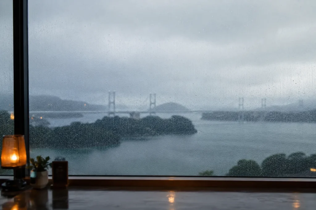雨の日のしまなみ海道